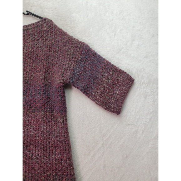 Elsamanda Knit Top Womens Large Burgundy Multi Metallic Alpaca Wool Short Sleeve - Picture 5 of 9